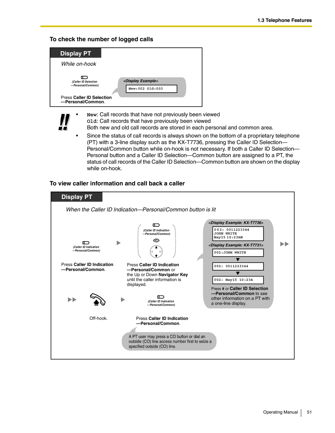 Panasonic KX-TA824 manual To check the number of logged calls, To view caller information and call back a caller 