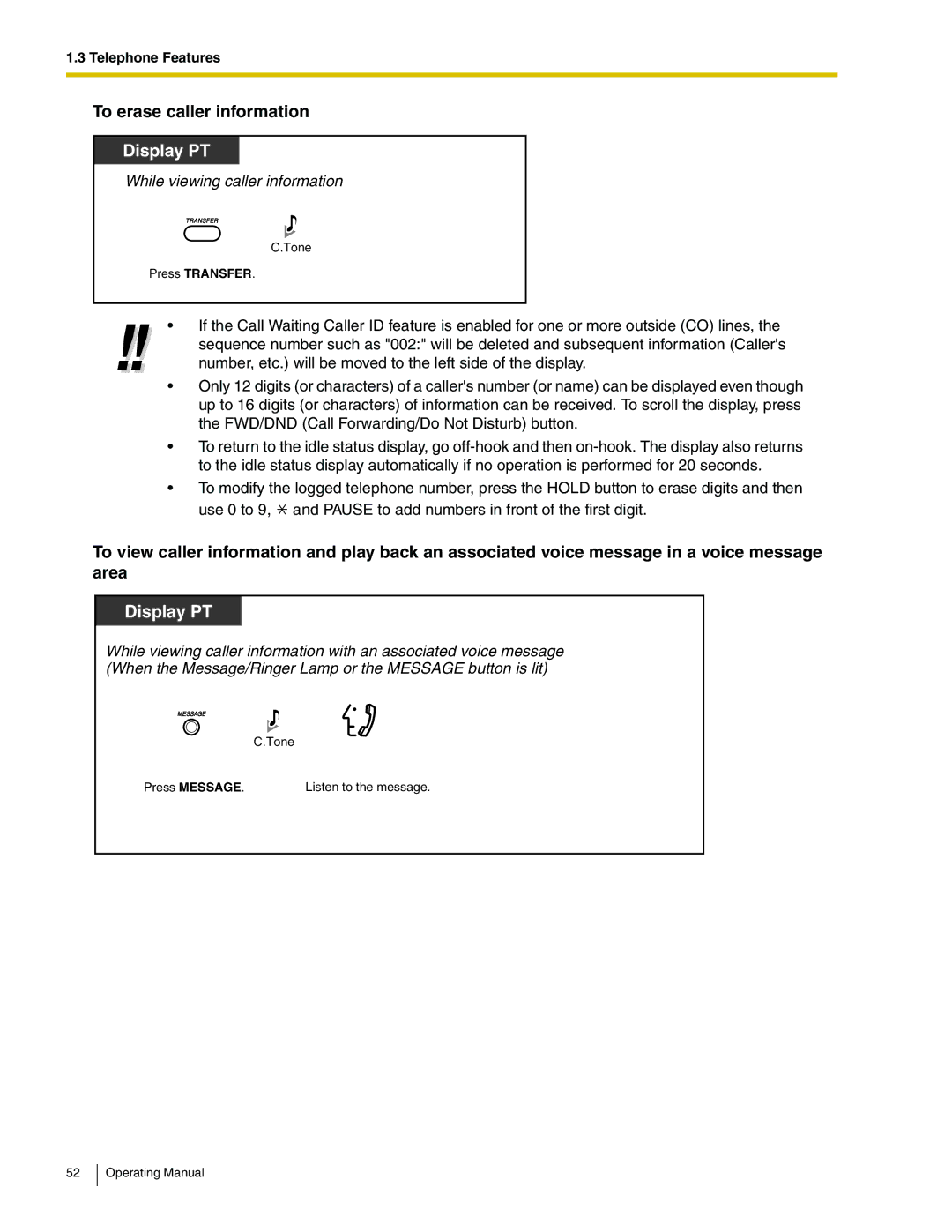 Panasonic KX-TA824 manual To erase caller information, While viewing caller information 