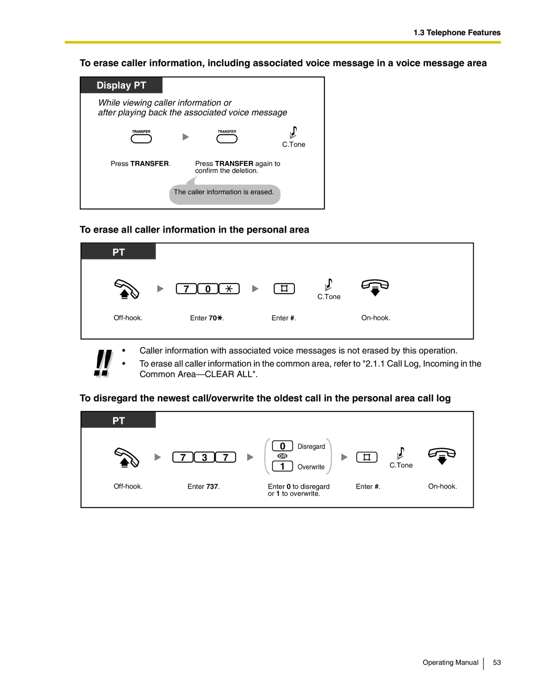 Panasonic KX-TA824 manual To erase all caller information in the personal area 