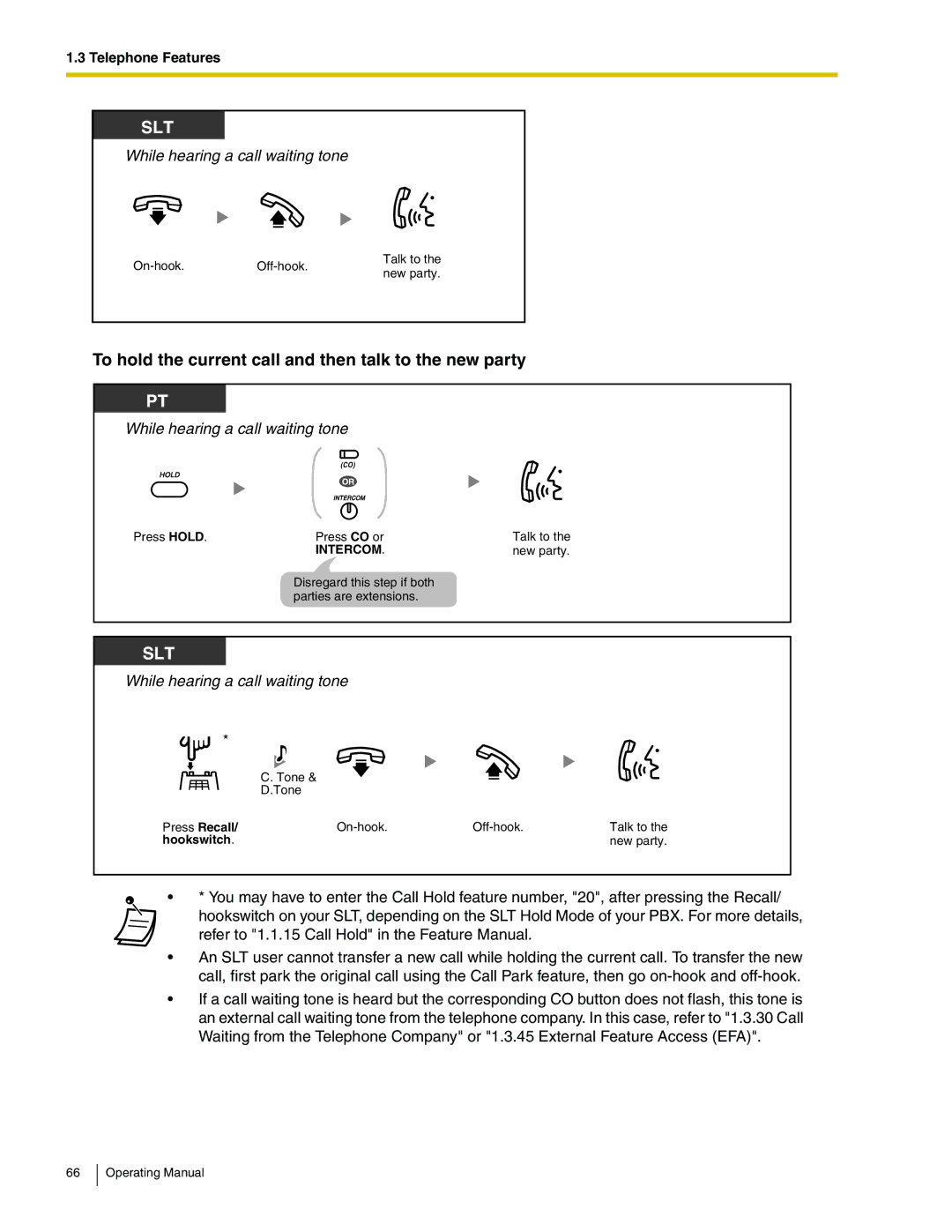 Panasonic KX-TA824 manual To hold the current call and then talk to the new party 