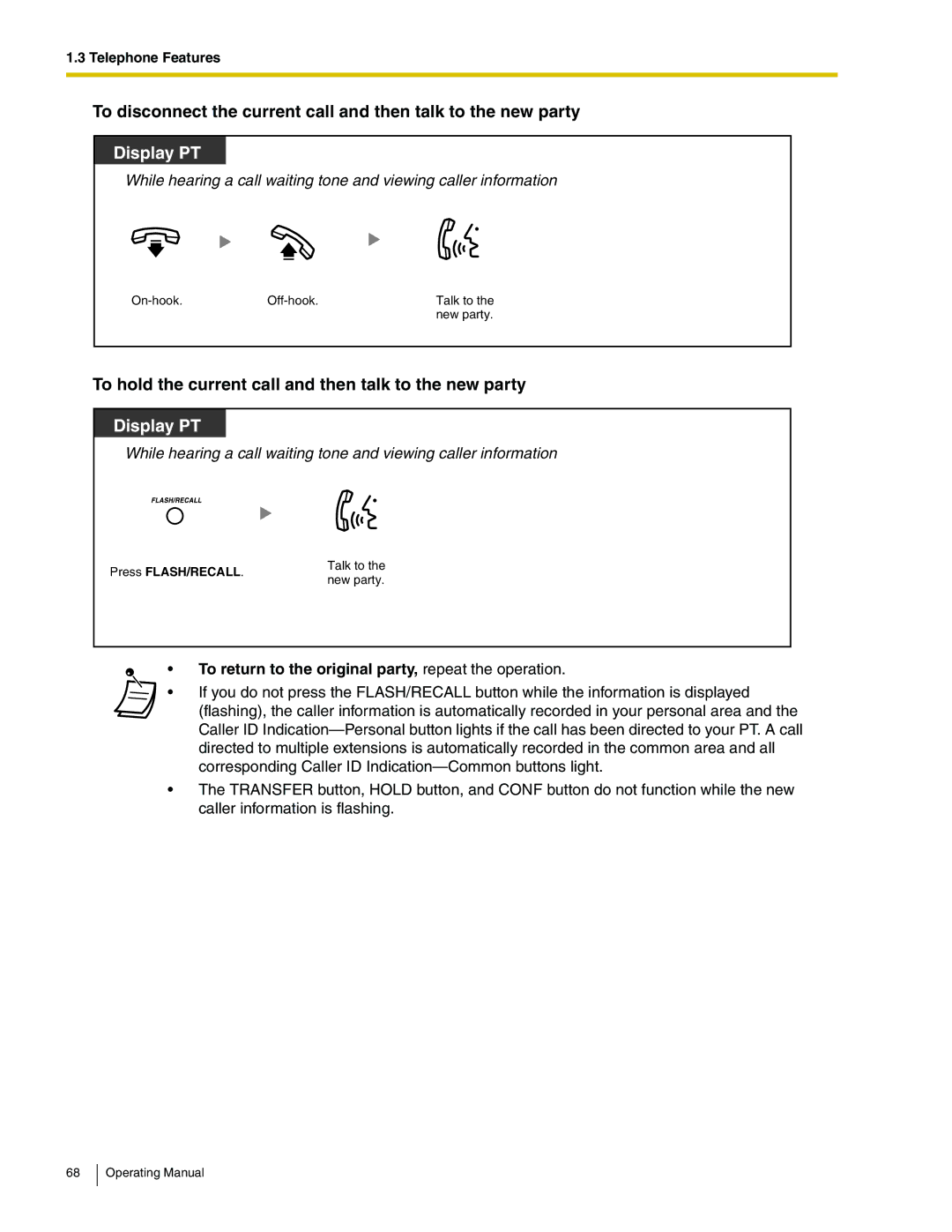 Panasonic KX-TA824 manual To return to the original party, repeat the operation 