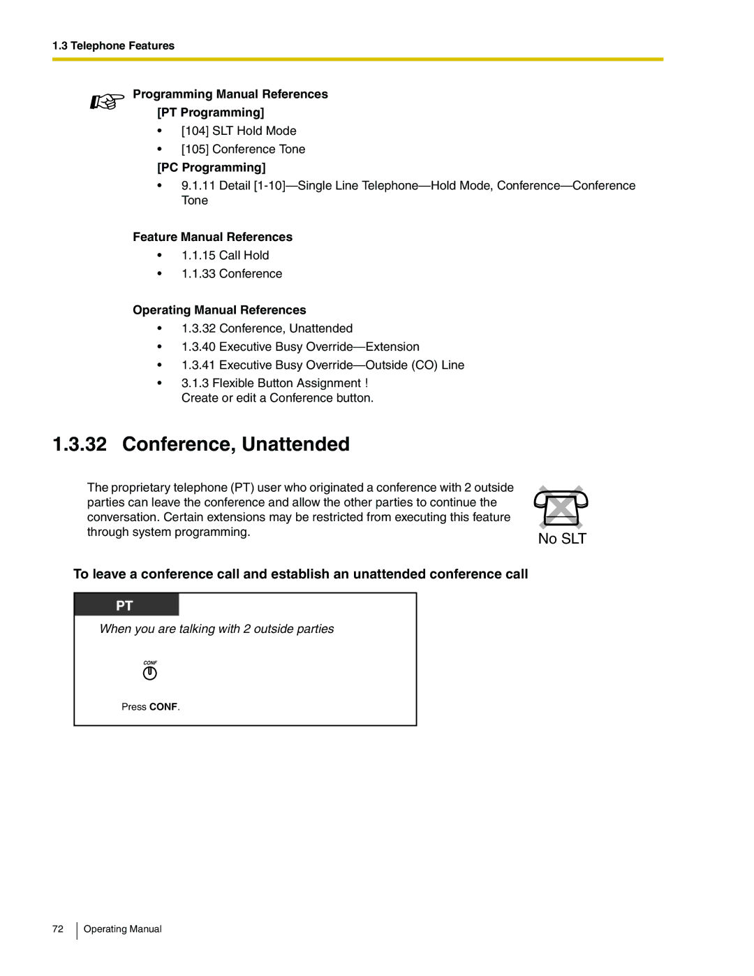 Panasonic KX-TA824 manual Conference, Unattended 