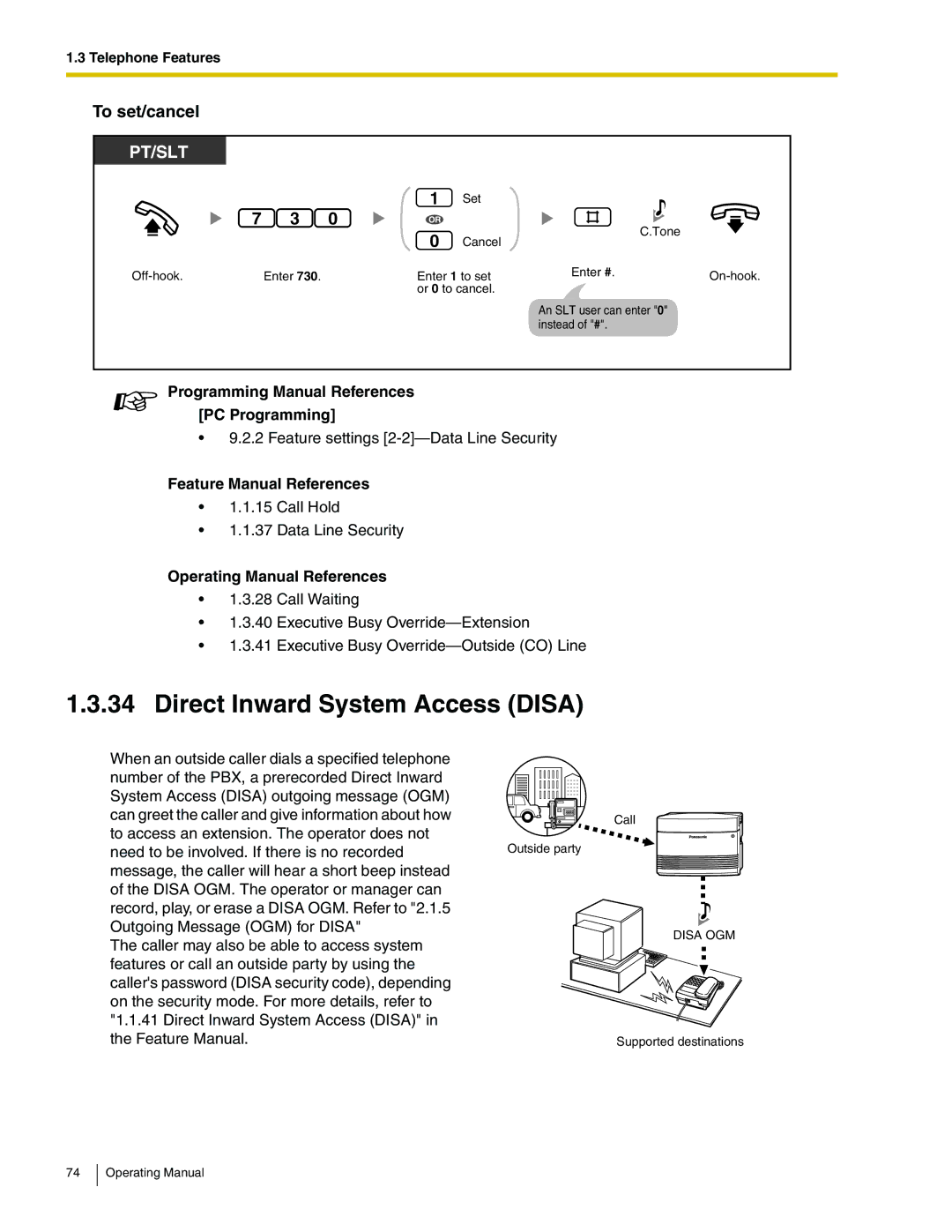 Panasonic KX-TA824 manual Direct Inward System Access Disa, To set/cancel 