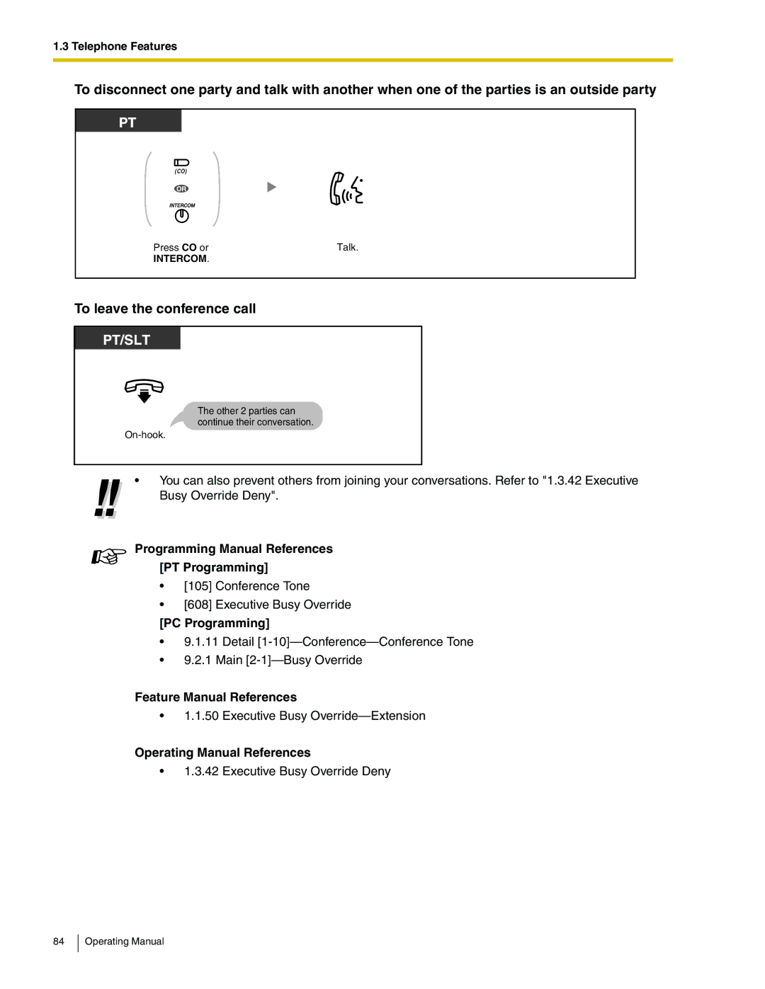 Panasonic KX-TA824 manual To leave the conference call 