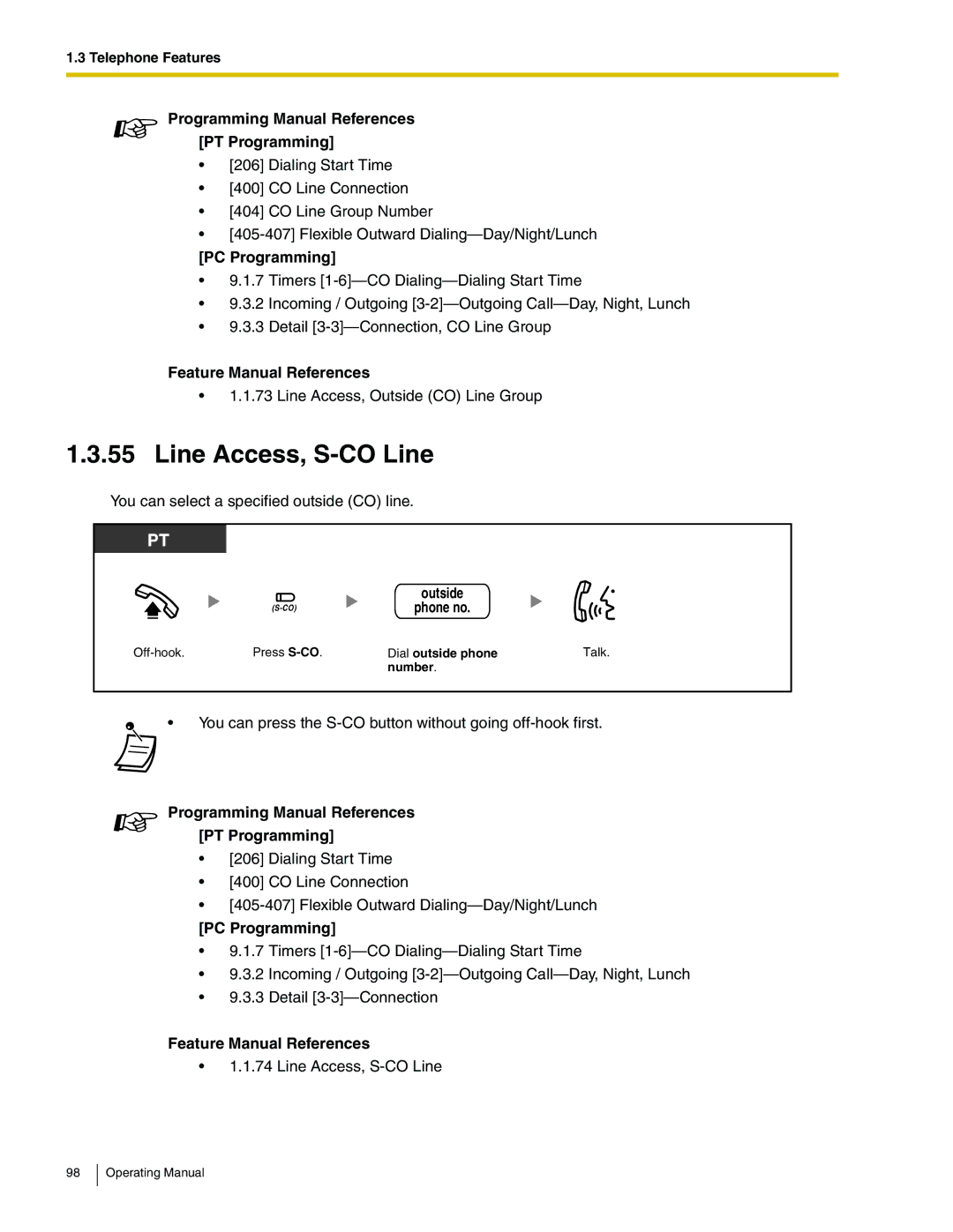 Panasonic KX-TA824 manual Line Access, S-CO Line 