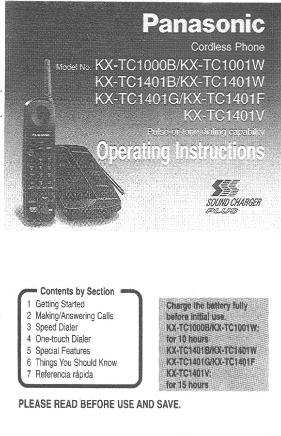 Panasonic KX-TC1401V, KX-TC1000B, KX-TC1401G, KX-TC1401B manual 