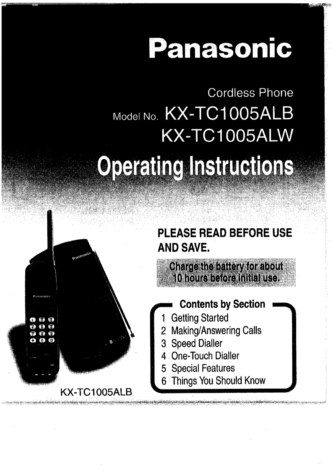 Panasonic KX-TC1005ALB, KX-TC1005ALW manual 