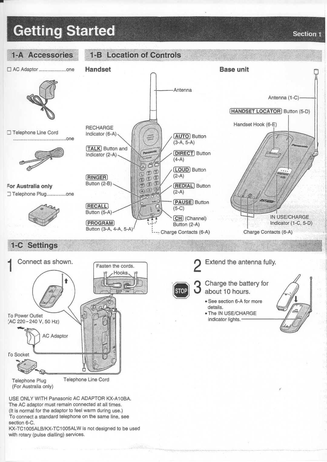 Panasonic KX-TC1005ALW, KX-TC1005ALB manual 