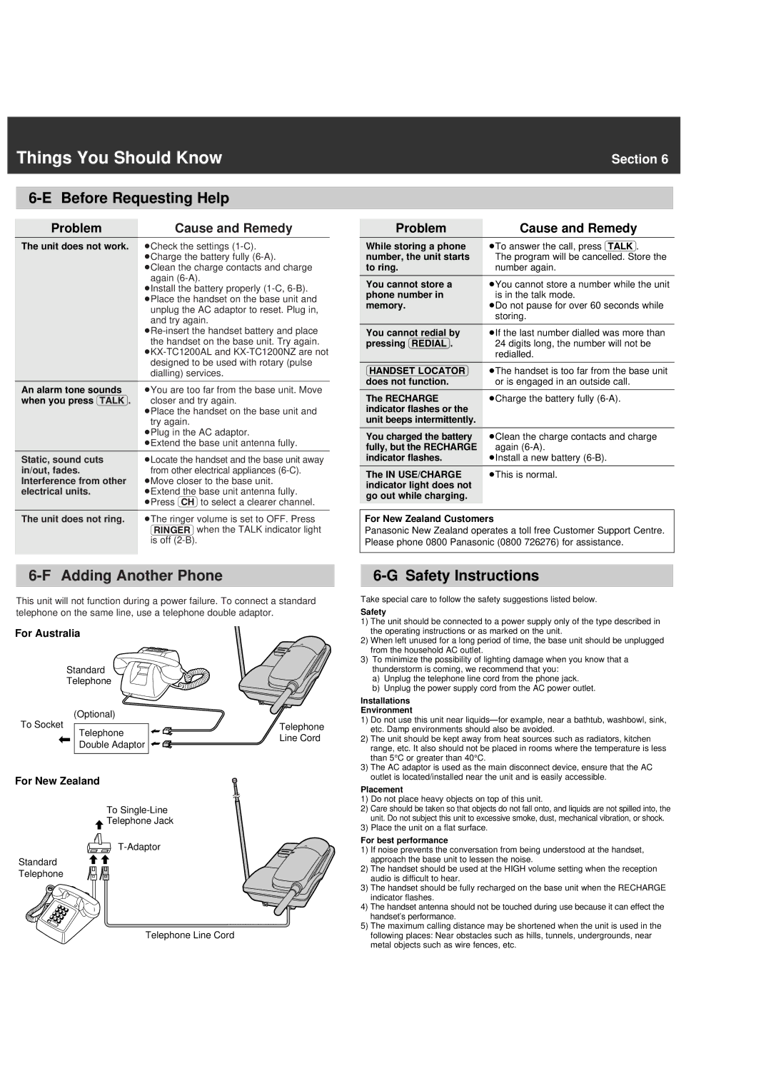 Panasonic KX-TC1200NZW warranty Things You Should Know, Before Requesting Help, Adding Another Phone, Safety Instructions 