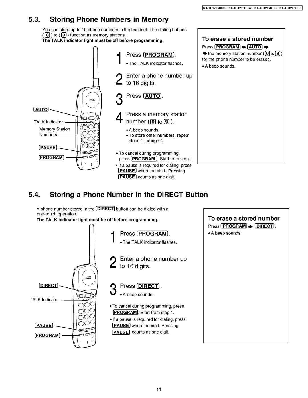 Panasonic KX-TC1205RUW, KX-TC1205RUS manual KX-TC1205RUB / KX-TC1205R UW / KX-TC1205R US / KX-TC1205RUF 