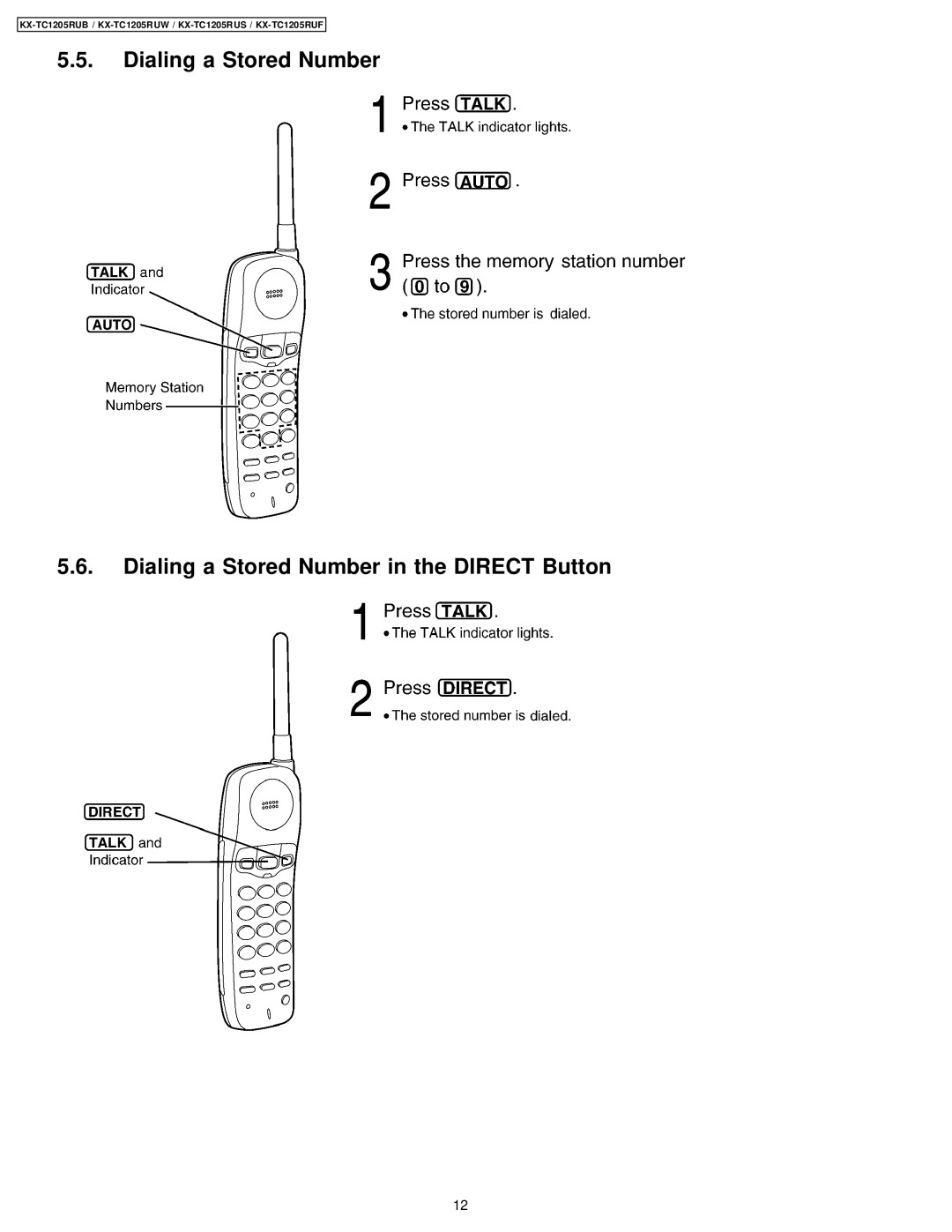 Panasonic KX-TC1205RUW, KX-TC1205RUS manual KX-TC1205RUB / KX-TC1205R UW / KX-TC1205R US / KX-TC1205RUF 