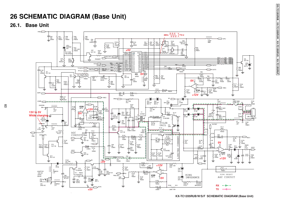 Panasonic KX-TC1205RUW, KX-TC1205RUB, KX-TC1205RUS, KX-TC1205RUF manual Schematic Diagram Base Unit 