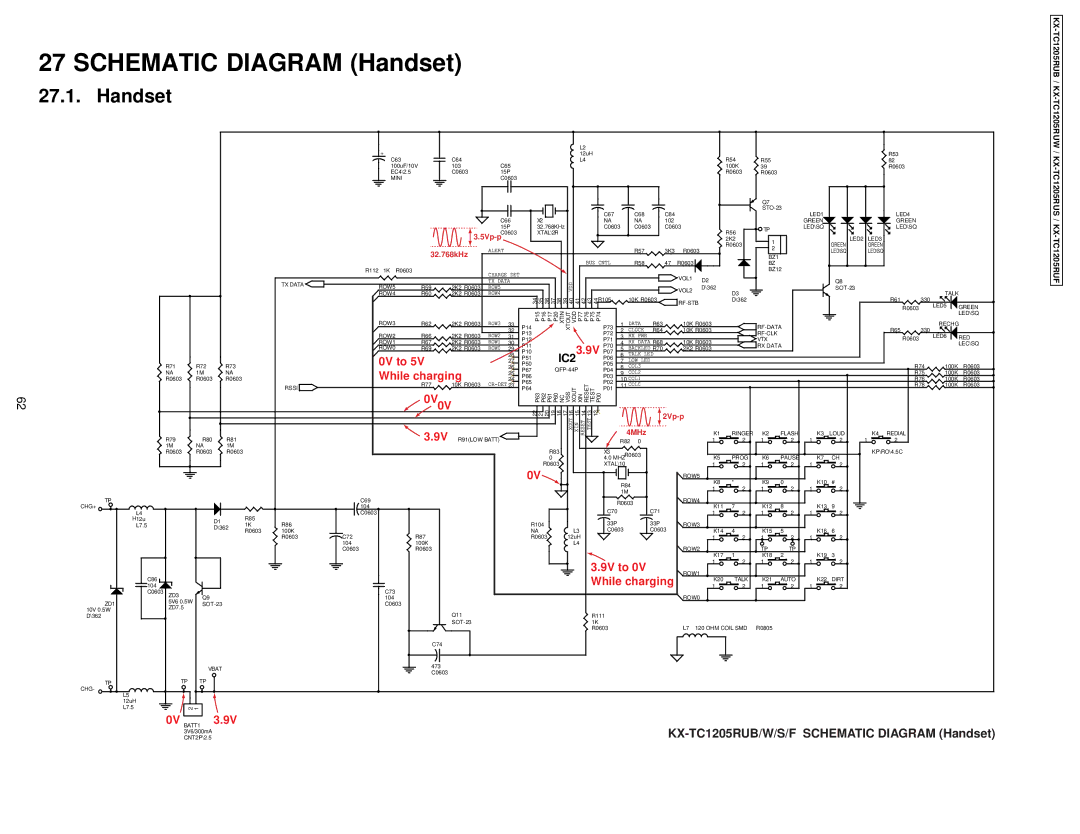 Panasonic KX-TC1205RUS, KX-TC1205RUW, KX-TC1205RUB, KX-TC1205RUF manual Schematic Diagram Handset 