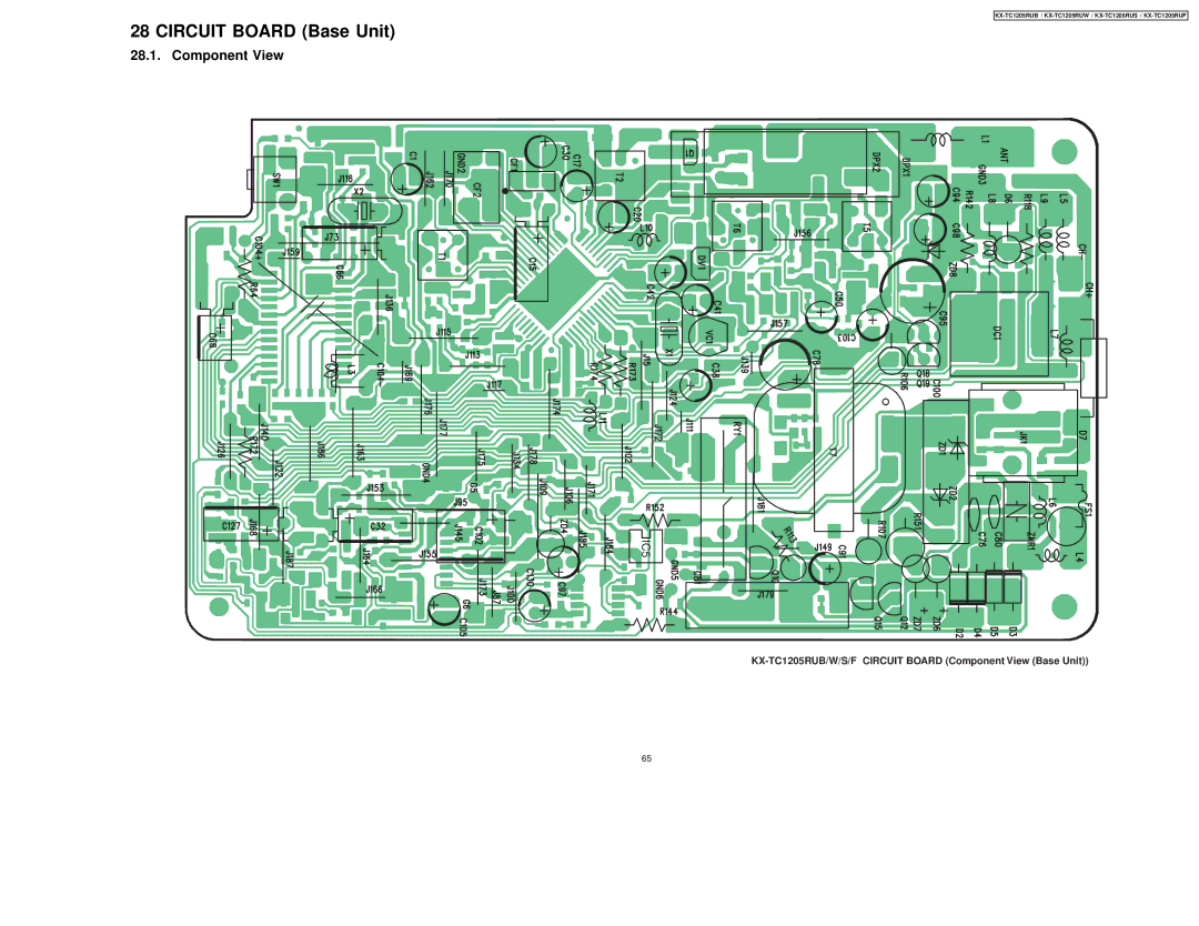 Panasonic KX-TC1205RUB, KX-TC1205RUW, KX-TC1205RUS, KX-TC1205RUF manual Circuit Board Base Unit 