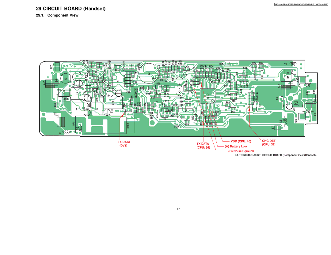 Panasonic KX-TC1205RUF, KX-TC1205RUW, KX-TC1205RUB, KX-TC1205RUS manual Circuit Board Handset 