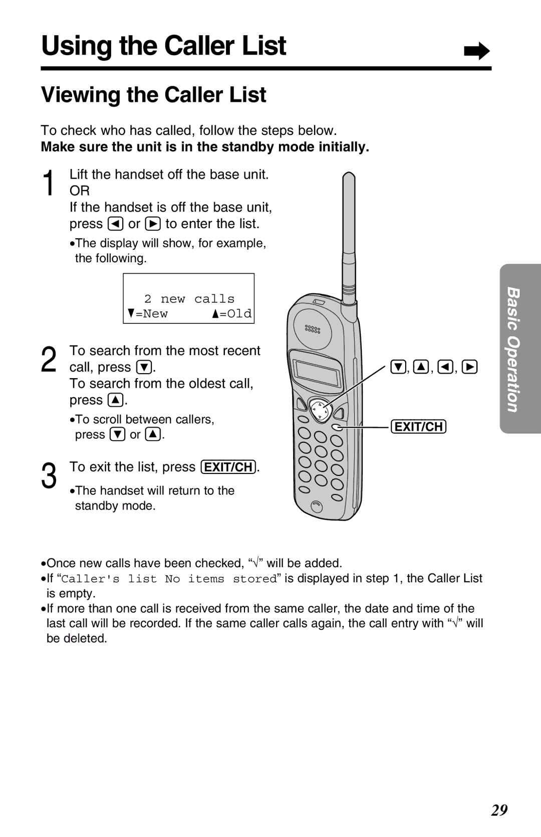 Panasonic KX-TC1220ALW Using the Caller List, Viewing the Caller List, To check who has called, follow the steps below 