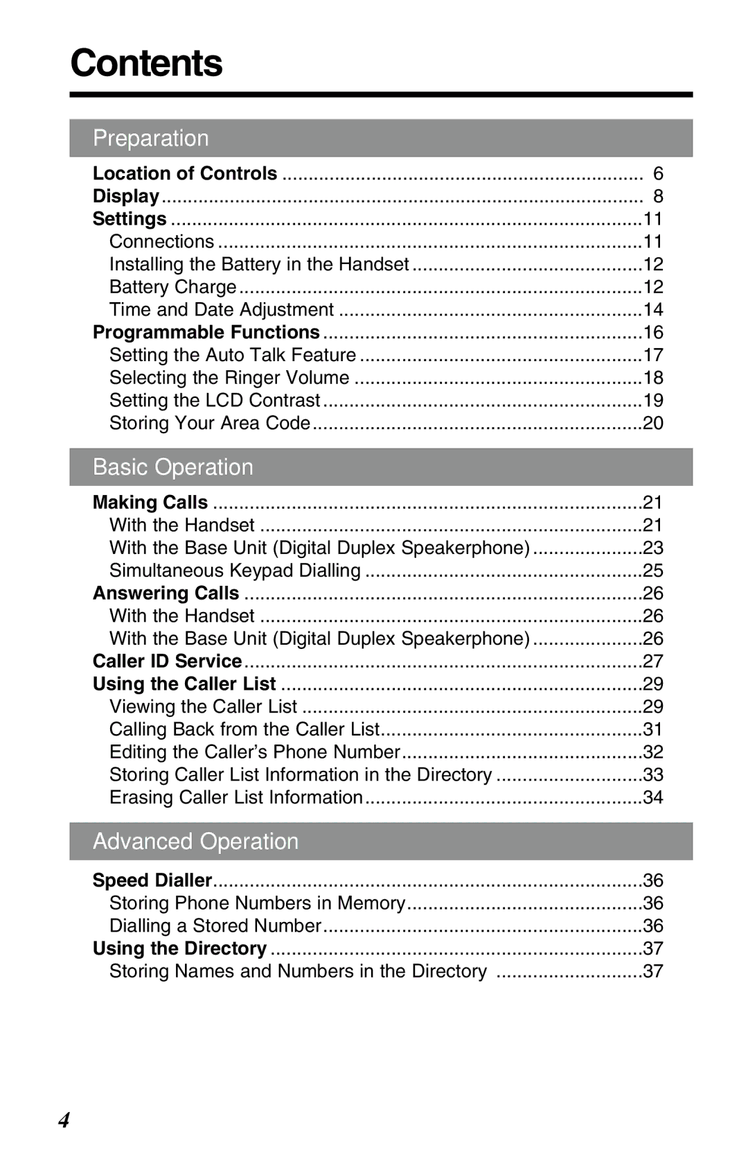 Panasonic KX-TC1220ALW operating instructions Contents 