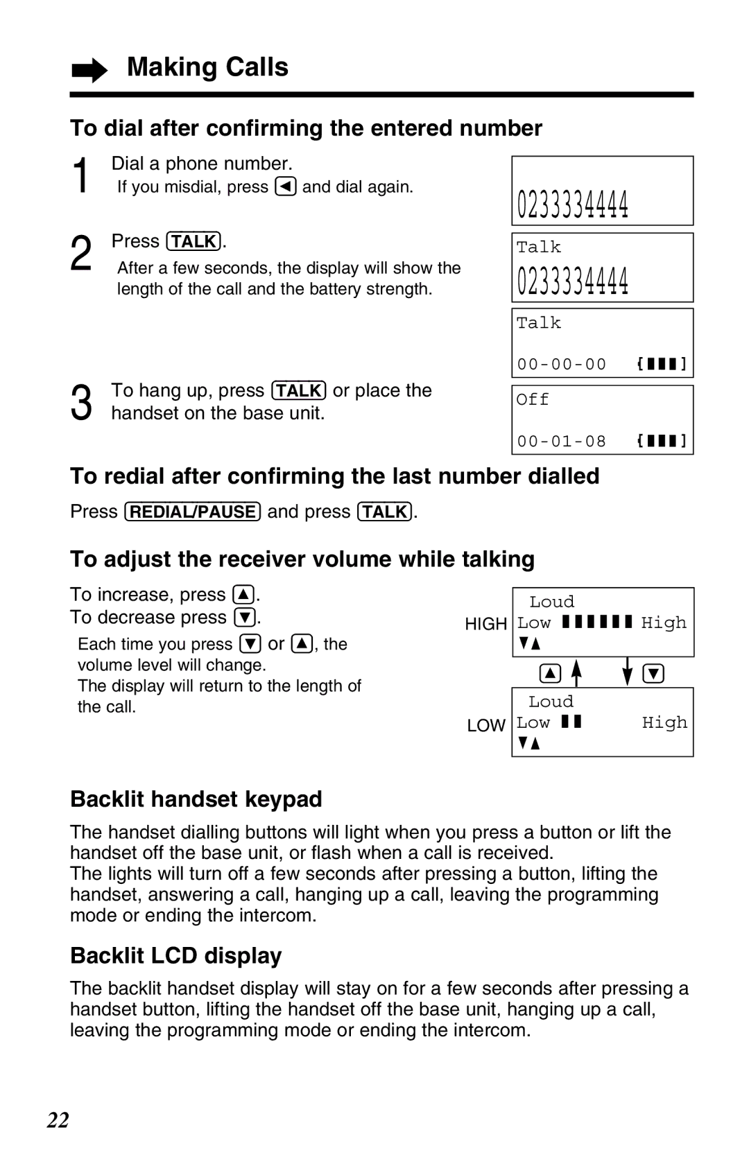 Panasonic KX-TC1220NZW operating instructions Making Calls 