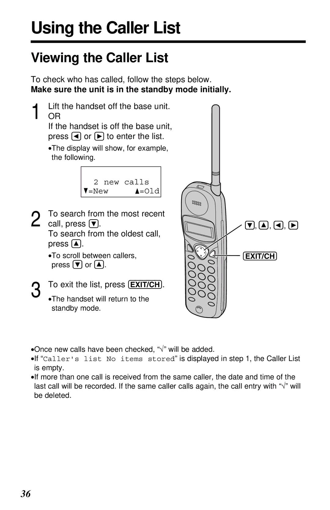 Panasonic KX-TC1230ALW, KX-TC1230NZW, KX-TC1230NZW, KX-TC1230ALW Using the Caller List, Viewing the Caller List 