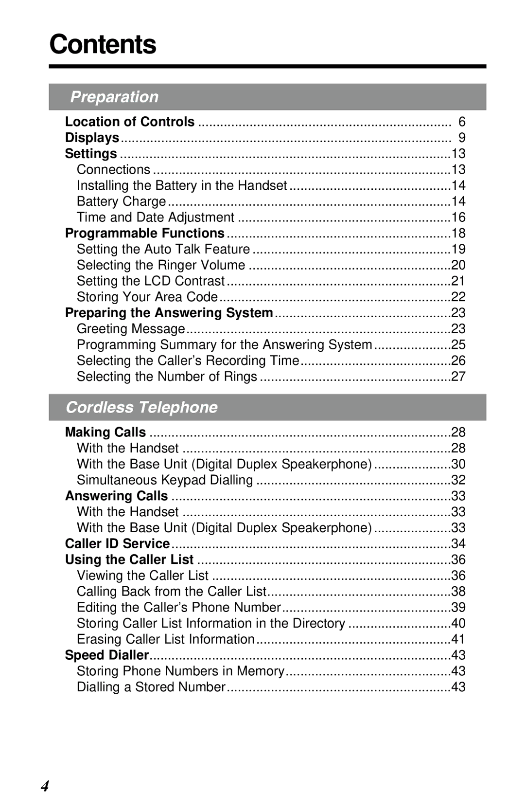 Panasonic KX-TC1230ALW, KX-TC1230NZW, KX-TC1230NZW, KX-TC1230ALW operating instructions Contents 