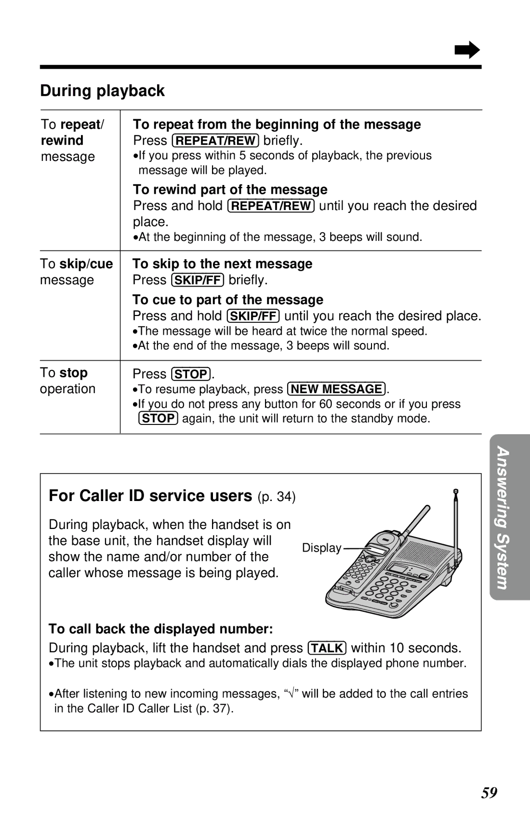 Panasonic KX-TC1230NZW, KX-TC1230ALW, KX-TC1230ALW, KX-TC1230NZW operating instructions During playback 