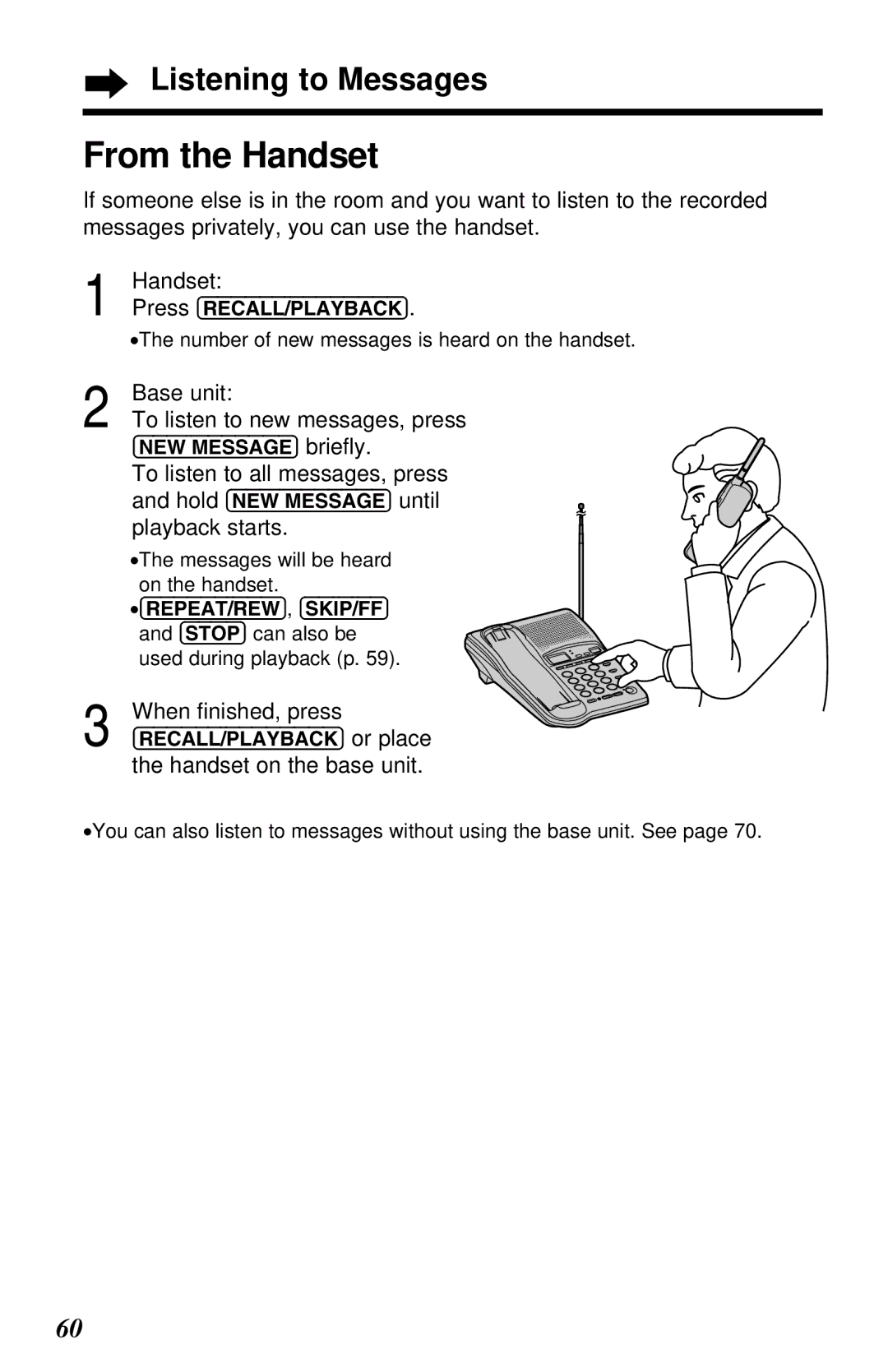 Panasonic KX-TC1230ALW, KX-TC1230NZW, KX-TC1230NZW, KX-TC1230ALW operating instructions From the Handset, Base unit 