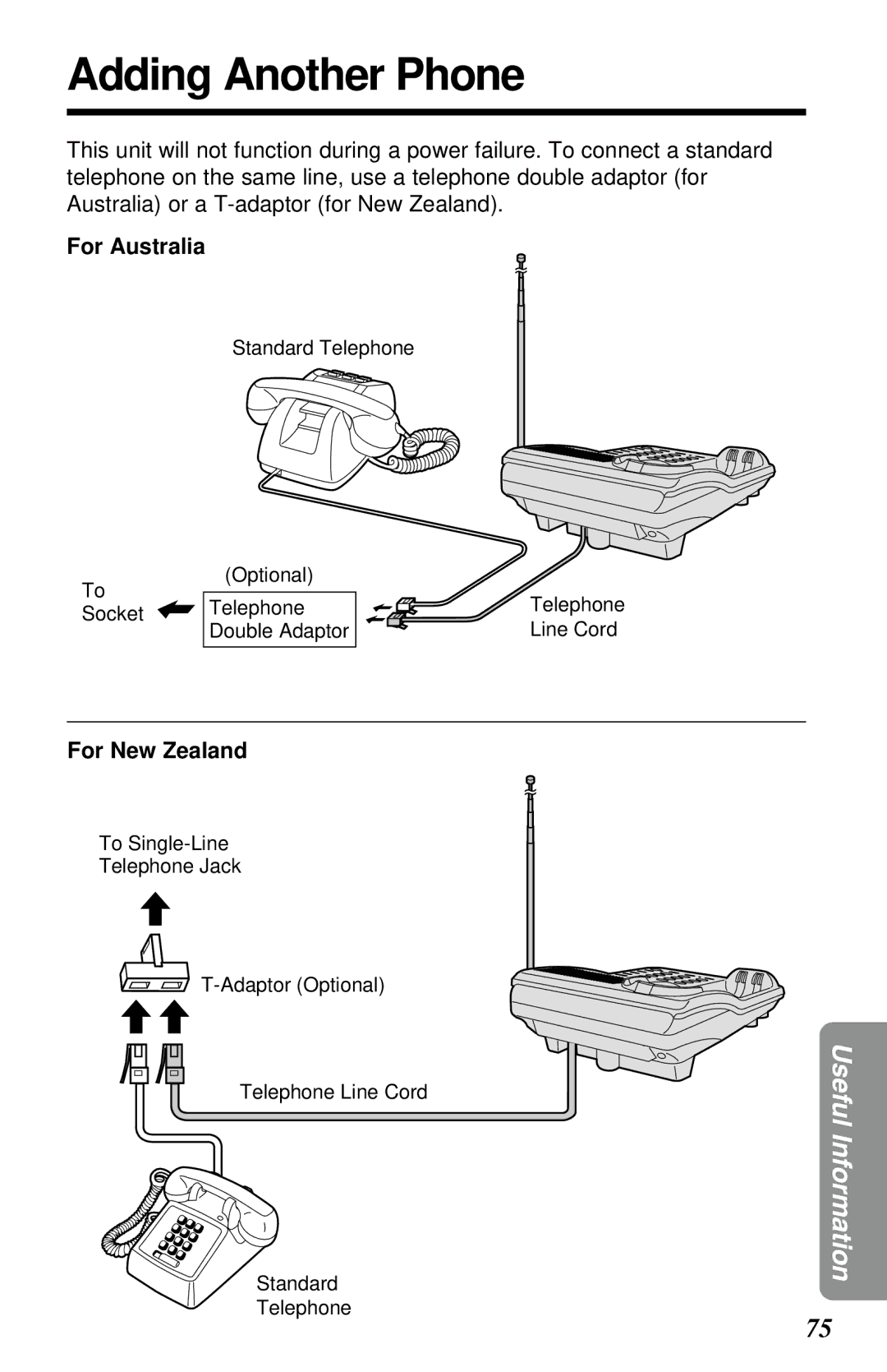 Panasonic KX-TC1230NZW, KX-TC1230ALW, KX-TC1230ALW, KX-TC1230NZW operating instructions Adding Another Phone, For Australia 