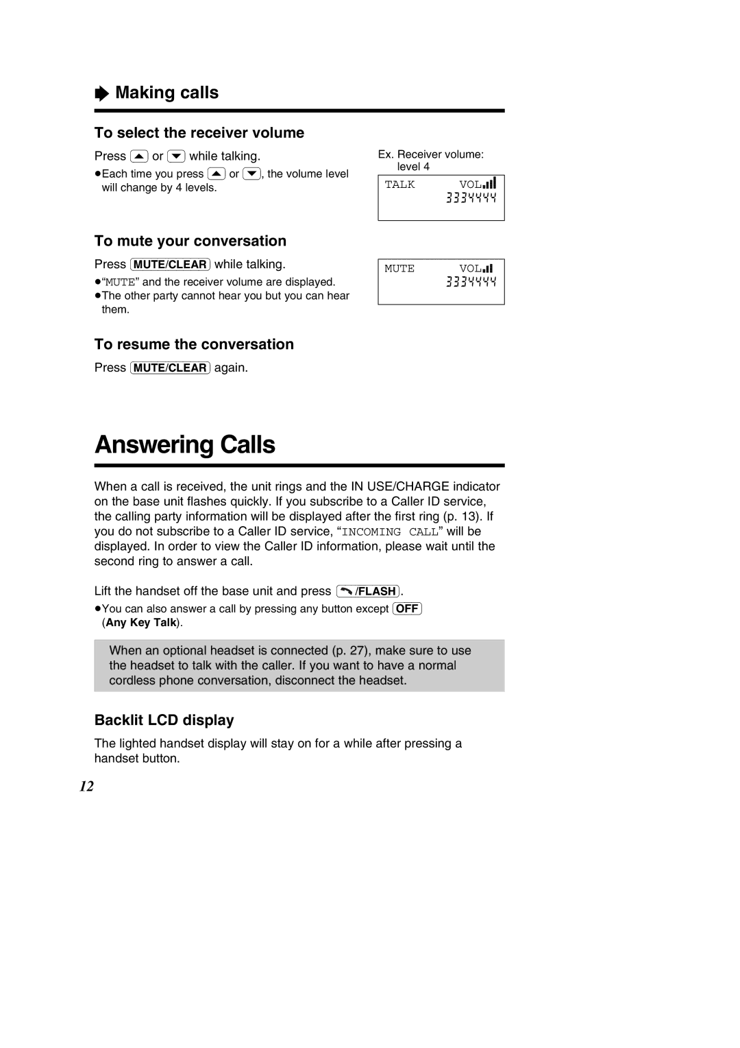 Panasonic KX-TC1484F operating instructions Answering Calls, Making calls 