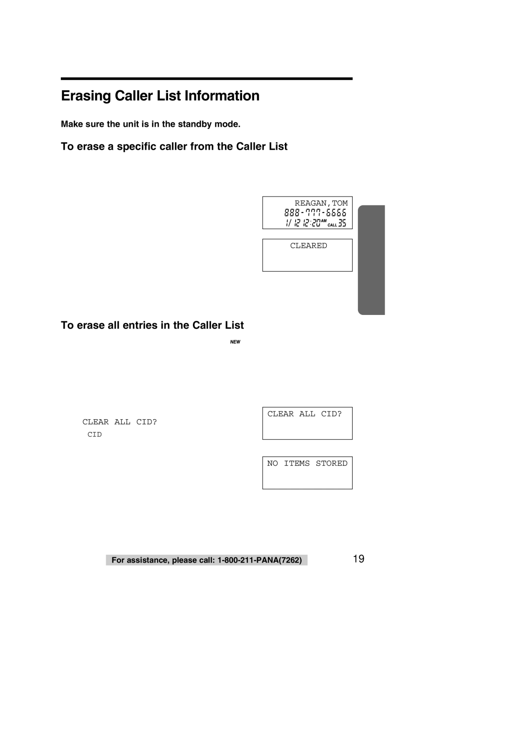 Panasonic KX-TC1484F operating instructions Erasing Caller List Information, To erase a speciﬁc caller from the Caller List 