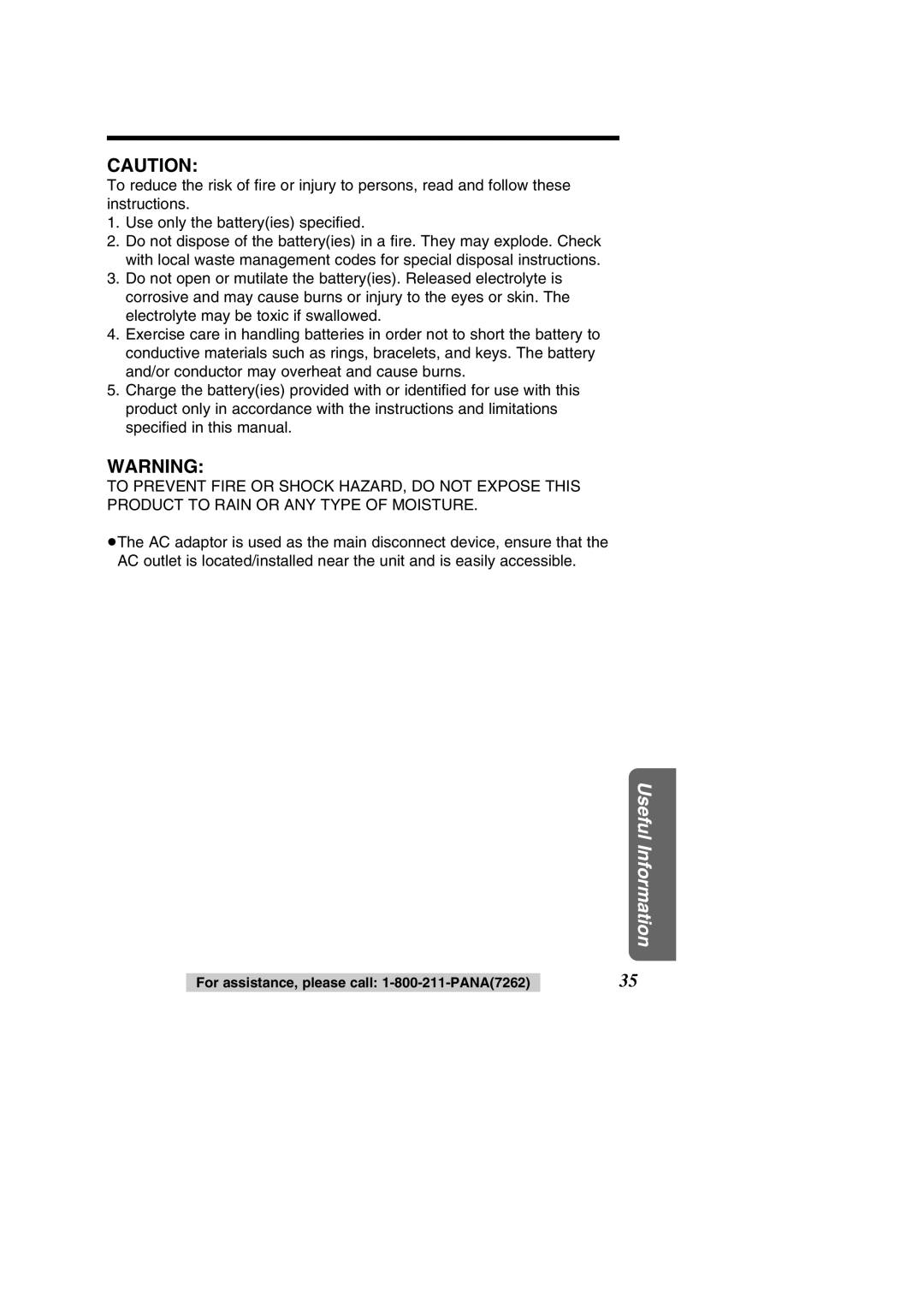 Panasonic KX-TC1484F operating instructions Useful Information 