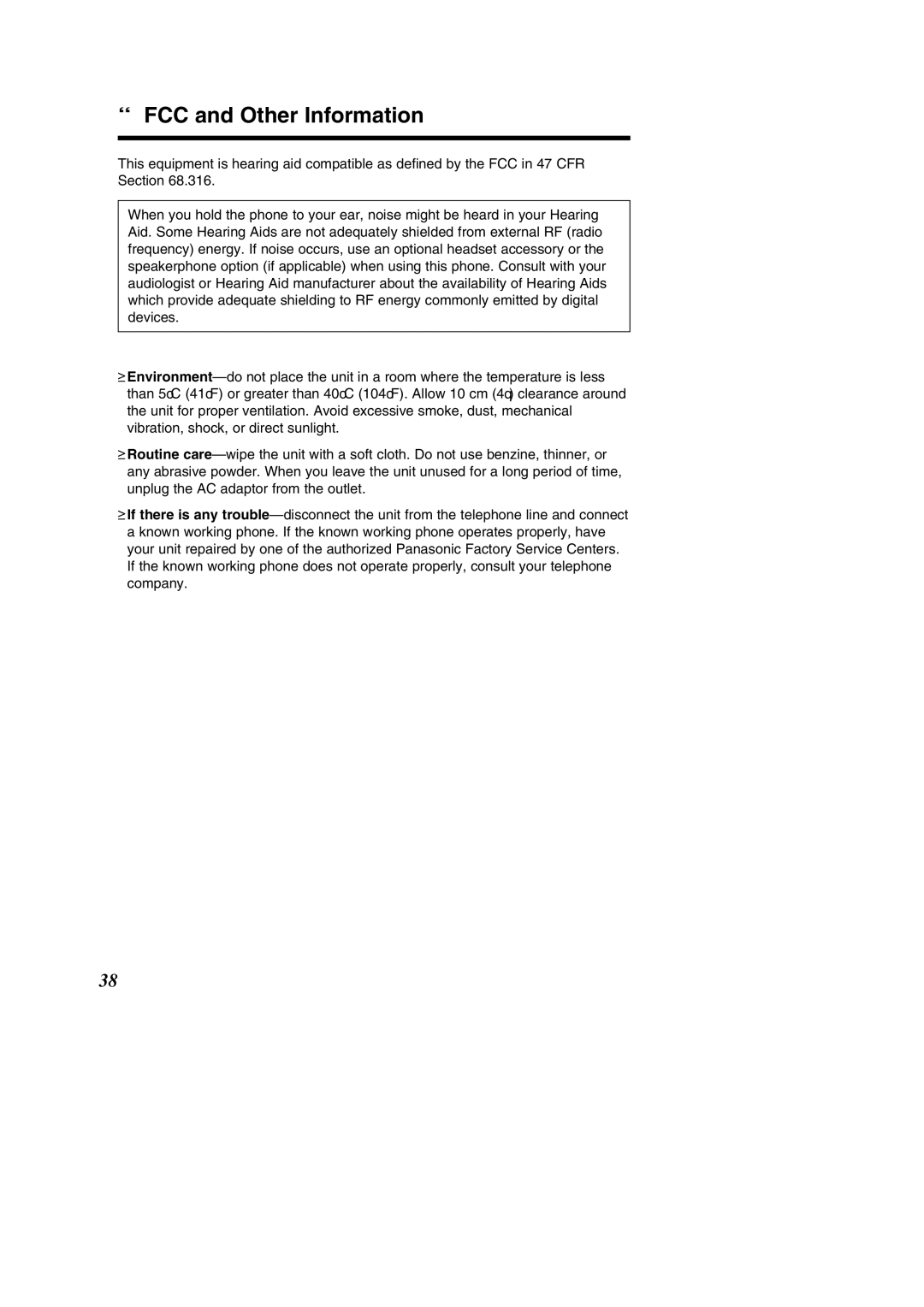 Panasonic KX-TC1484F operating instructions FCC and Other Information 