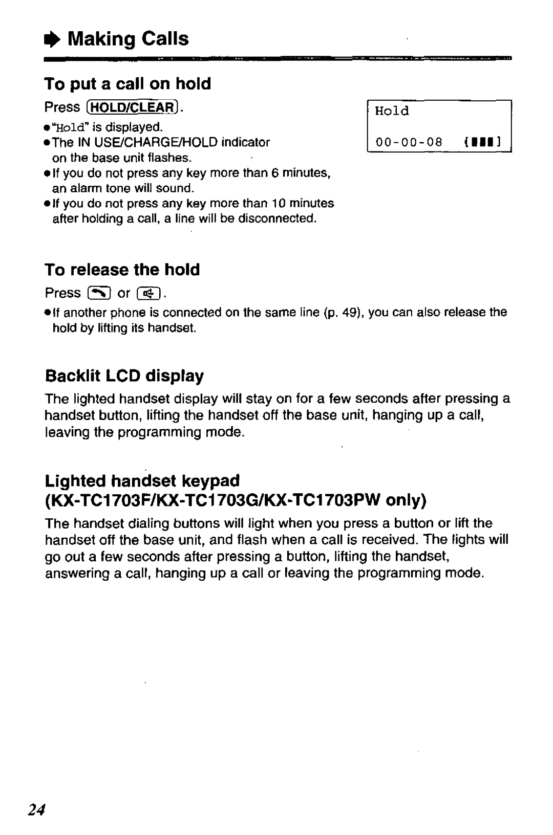 Panasonic KX-TC1703G, KX-TC1703PW, KX-TC1703F, KX-TC1703B manual 