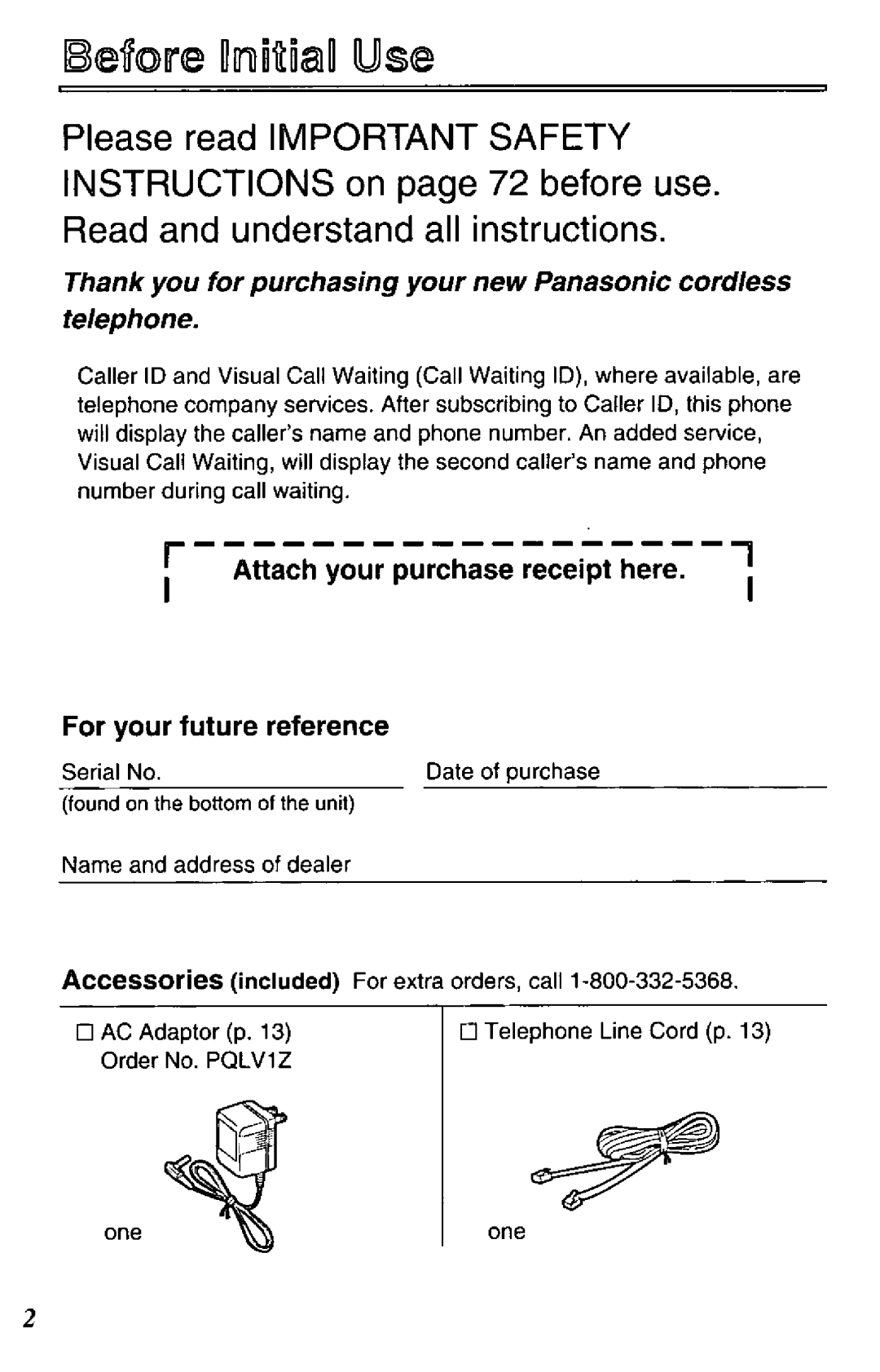 Panasonic KX-TC1731W, KX-TC1731B manual 