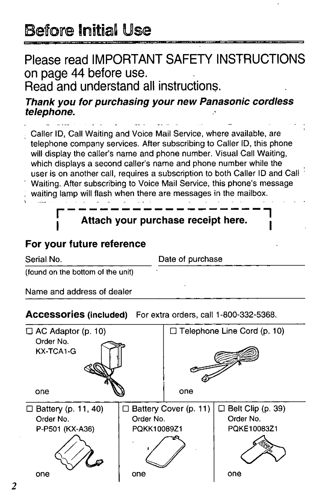 Panasonic KX-TC1850B manual 