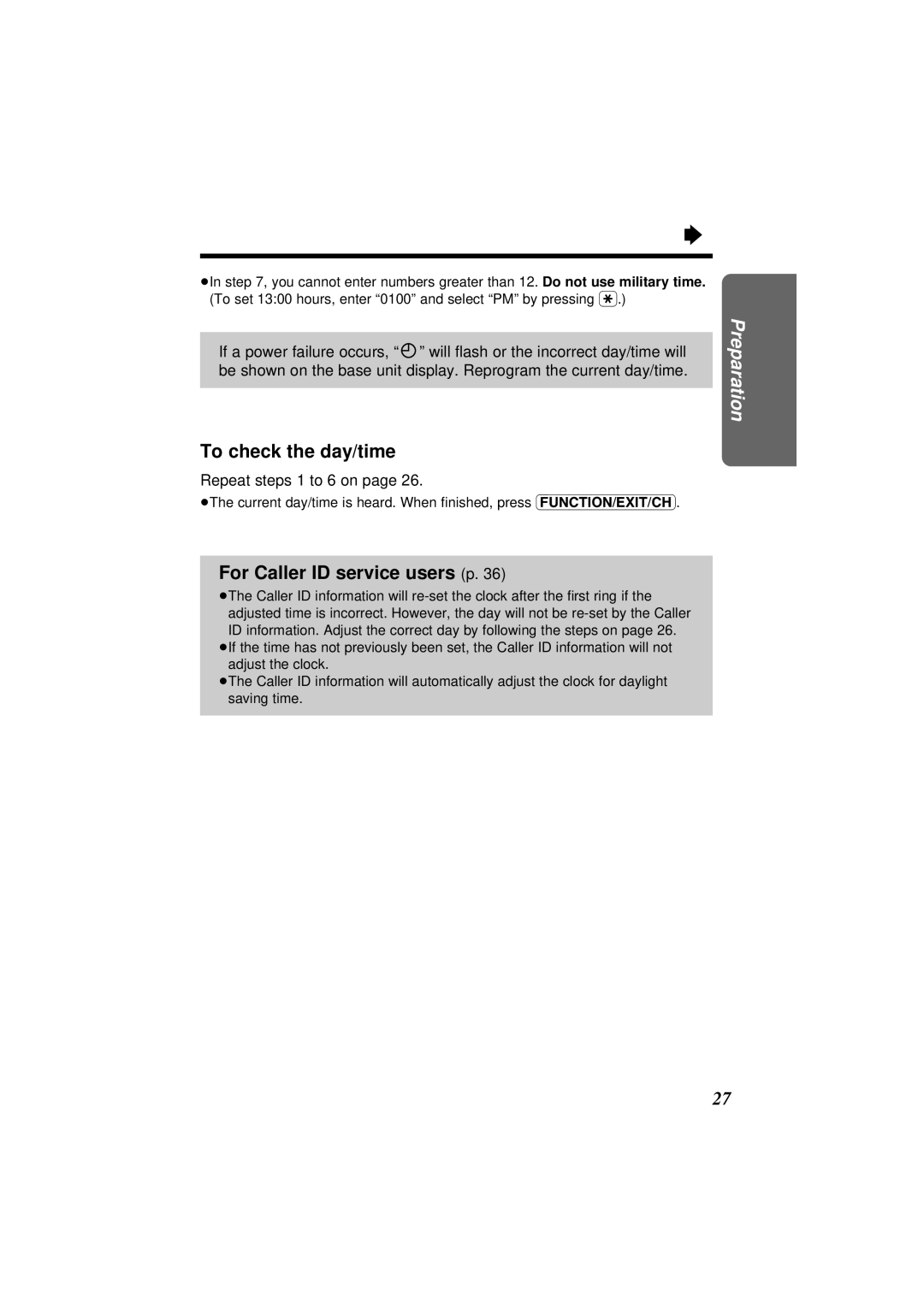 Panasonic KX-TC1871NZB, KX-TC1871ALB To check the day/time, For Caller ID service users p, Repeat steps 1 to 6 on 