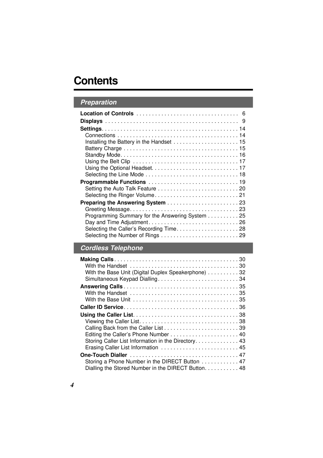 Panasonic KX-TC1871ALB, KX-TC1871NZB operating instructions Contents 