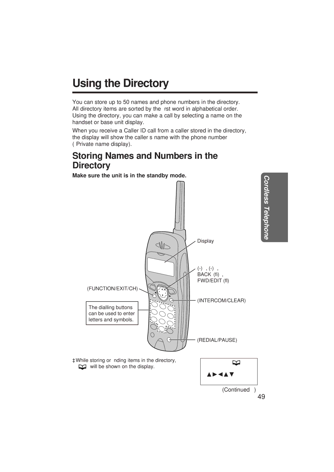 Panasonic KX-TC1871NZB, KX-TC1871ALB operating instructions Using the Directory, Storing Names and Numbers Directory 