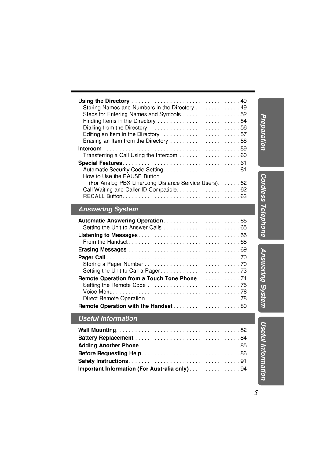 Panasonic KX-TC1871NZB, KX-TC1871ALB operating instructions How to Use the Pause Button, Remote Operation with the Handset 