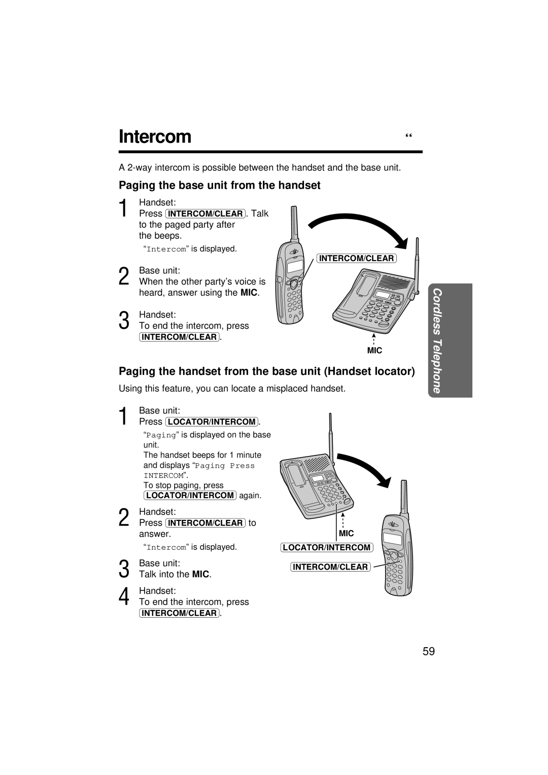 Panasonic KX-TC1871NZB, KX-TC1871ALB operating instructions Intercom, Paging the base unit from the handset 