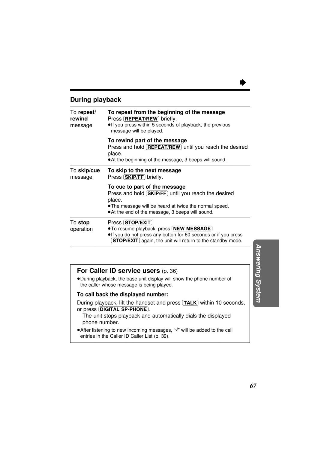 Panasonic KX-TC1871NZB, KX-TC1871ALB operating instructions During playback 