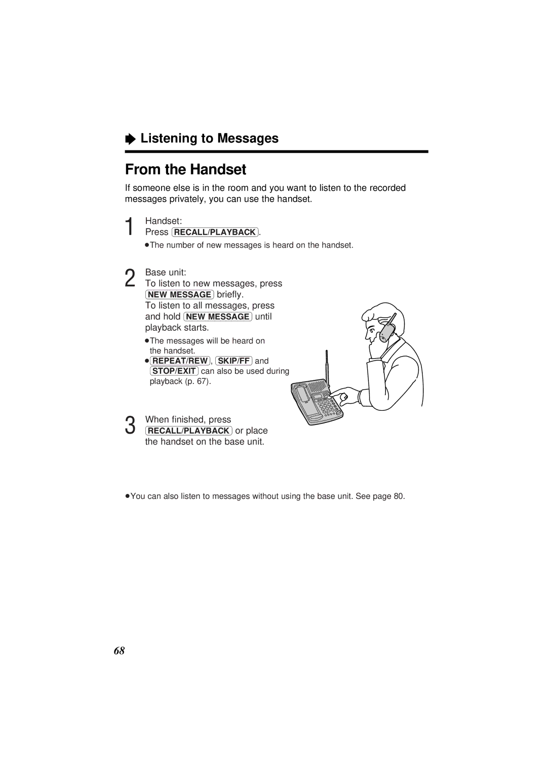 Panasonic KX-TC1871ALB, KX-TC1871NZB operating instructions From the Handset, Listening to Messages 