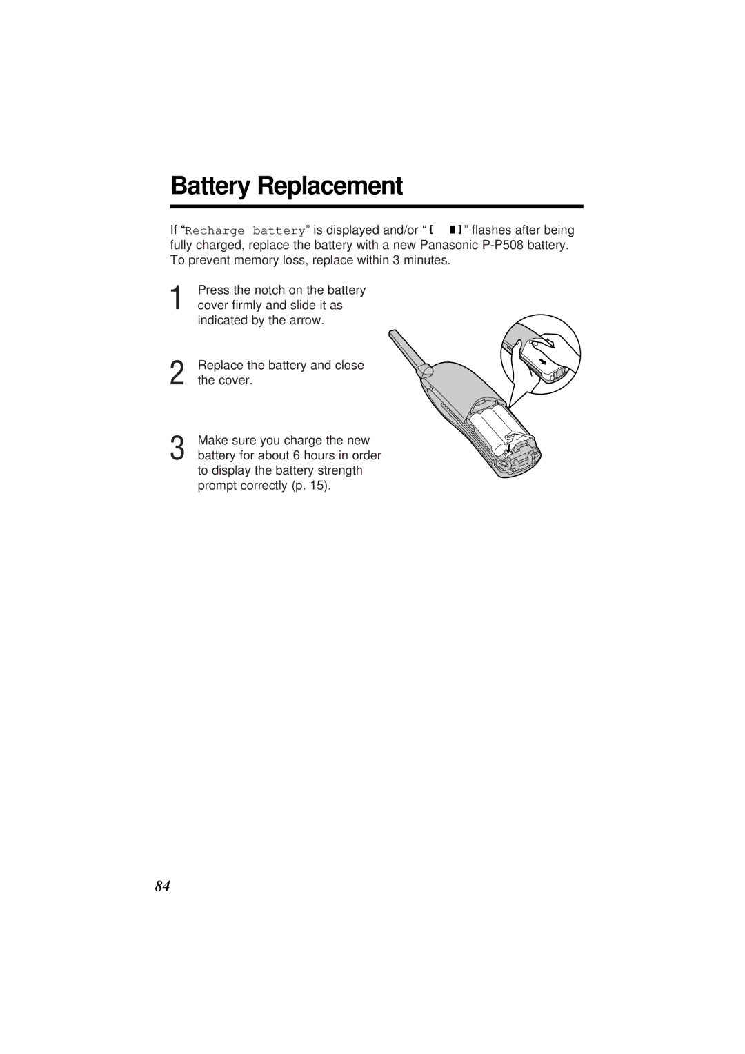 Panasonic KX-TC1871ALB, KX-TC1871NZB operating instructions Battery Replacement 