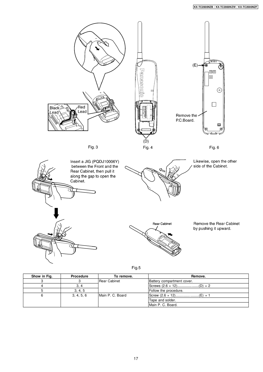 Panasonic KX-TC2000NZF, KX-TC2000NZB, KX-TC2000NZW manual Rear Cabinet Battery compartment cover 