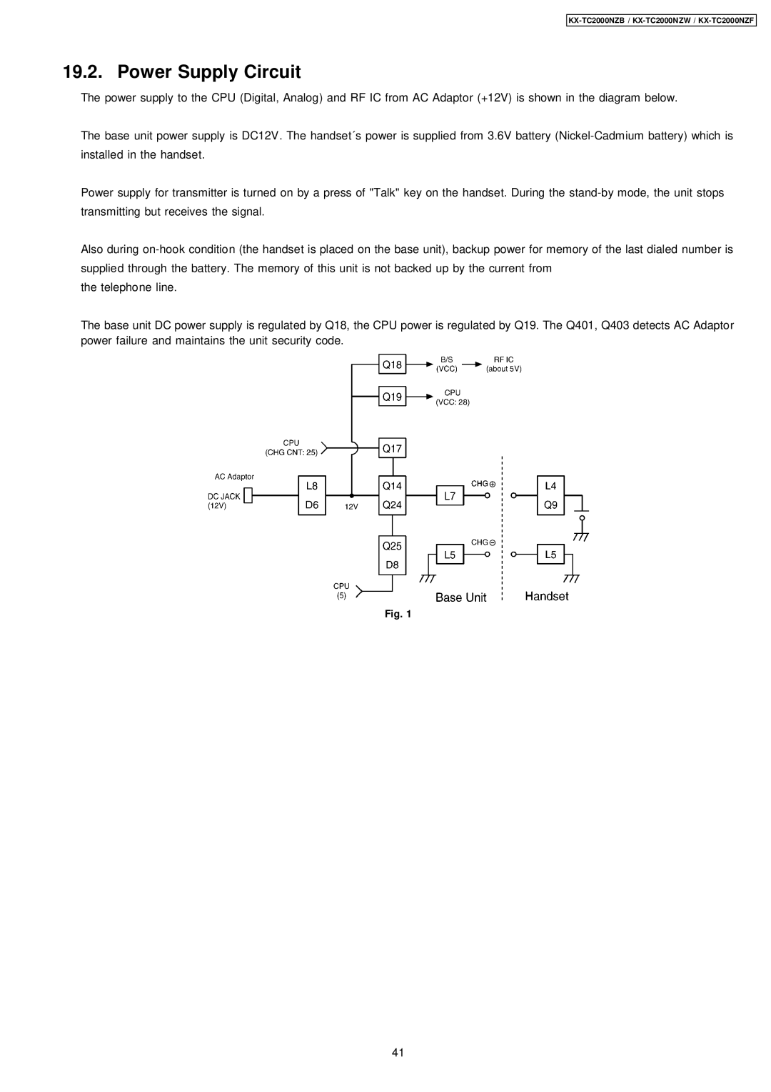 Panasonic KX-TC2000NZF, KX-TC2000NZB, KX-TC2000NZW manual Power Supply Circuit 