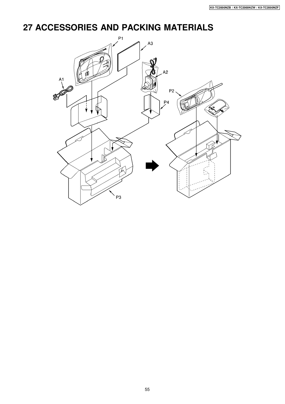 Panasonic KX-TC2000NZW, KX-TC2000NZB, KX-TC2000NZF manual Accessories and Packing Materials 