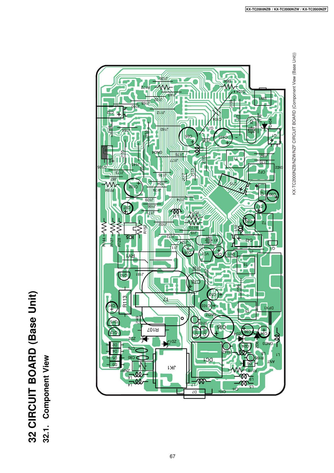 Panasonic KX-TC2000NZW, KX-TC2000NZB, KX-TC2000NZF manual Circuit Board Base Unit, Component View 