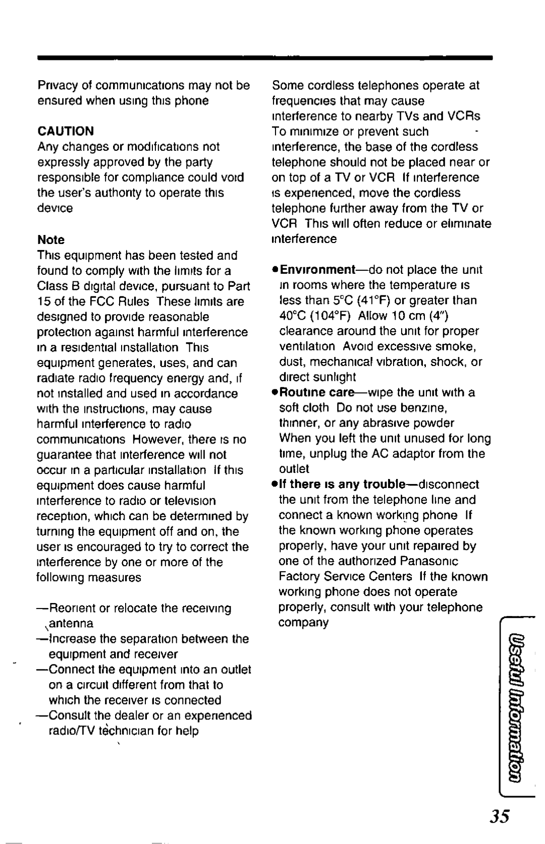 Panasonic KX-TC280-B manual 