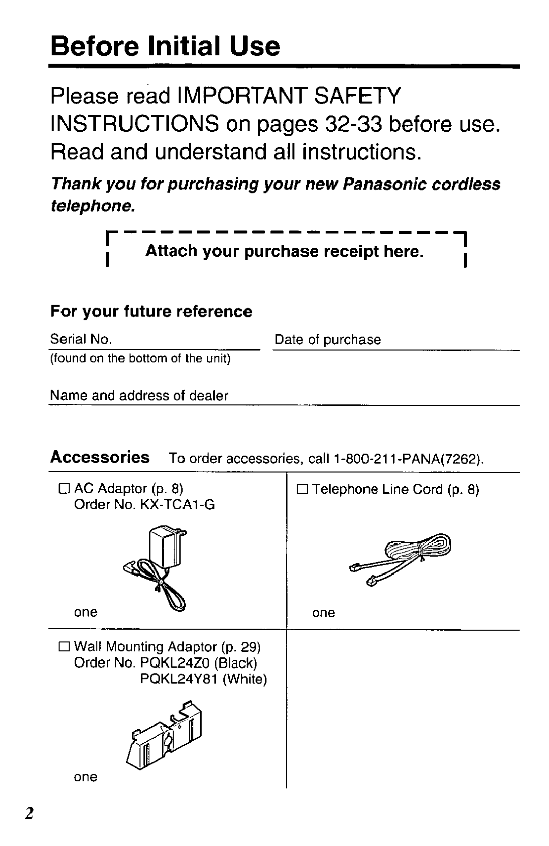 Panasonic KX-TC911-B manual 