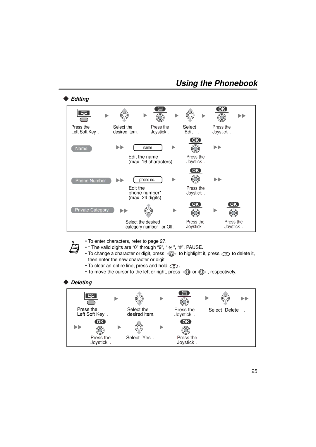 Panasonic KX-TCA155 operating instructions Editing, Deleting 