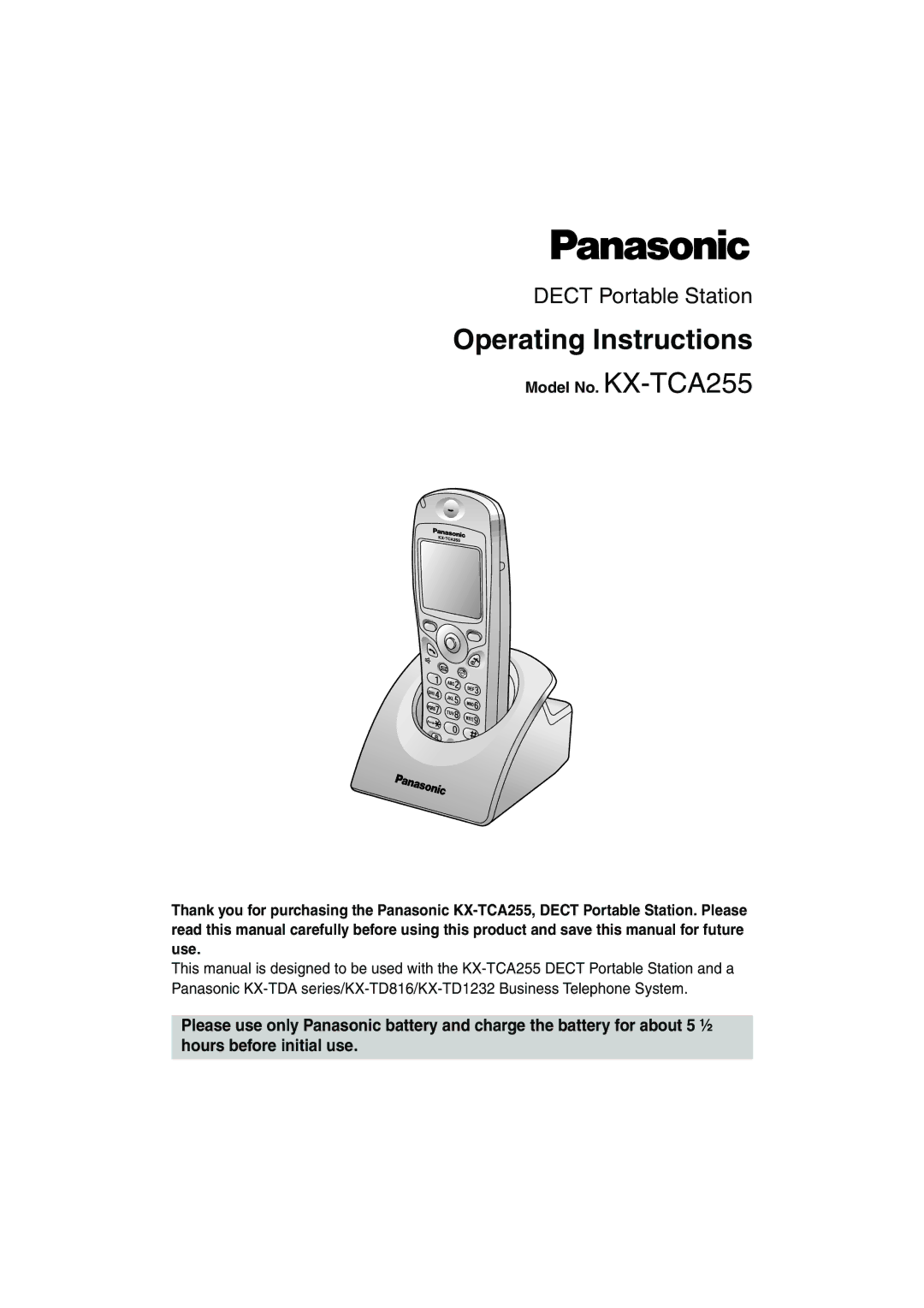 Panasonic KX-TCA255 operating instructions Operating Instructions 